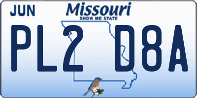 MO license plate PL2D8A