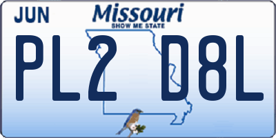 MO license plate PL2D8L