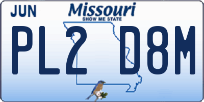 MO license plate PL2D8M