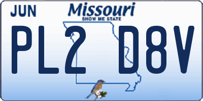 MO license plate PL2D8V