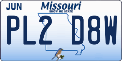 MO license plate PL2D8W
