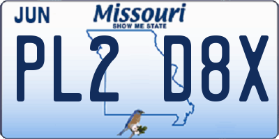 MO license plate PL2D8X