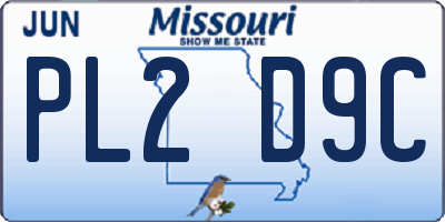 MO license plate PL2D9C