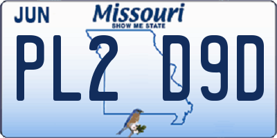 MO license plate PL2D9D