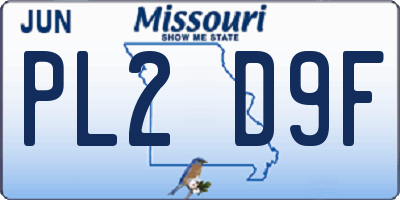 MO license plate PL2D9F