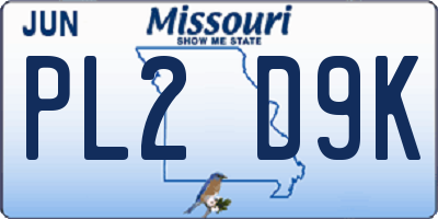 MO license plate PL2D9K