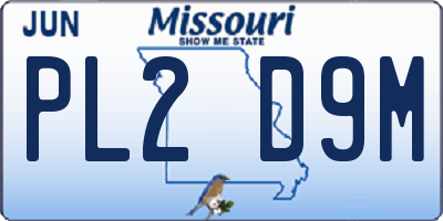 MO license plate PL2D9M