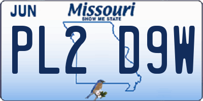 MO license plate PL2D9W