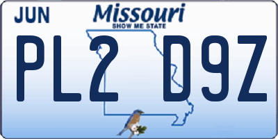 MO license plate PL2D9Z