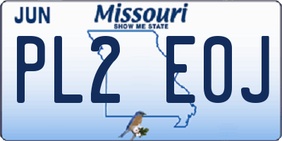 MO license plate PL2E0J