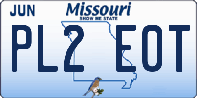 MO license plate PL2E0T