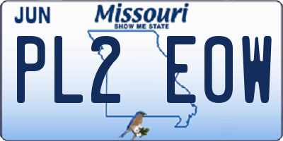 MO license plate PL2E0W