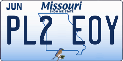 MO license plate PL2E0Y
