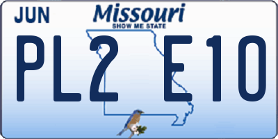 MO license plate PL2E1O