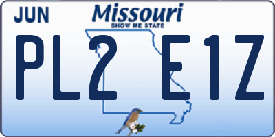 MO license plate PL2E1Z