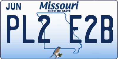 MO license plate PL2E2B