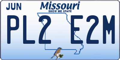 MO license plate PL2E2M