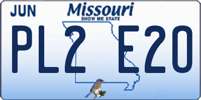 MO license plate PL2E2O