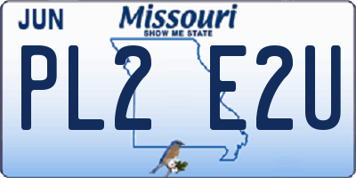 MO license plate PL2E2U