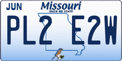 MO license plate PL2E2W