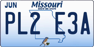 MO license plate PL2E3A
