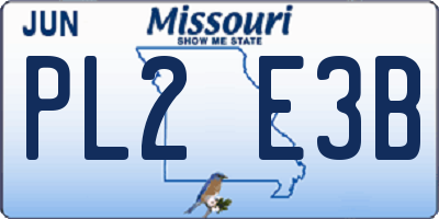 MO license plate PL2E3B