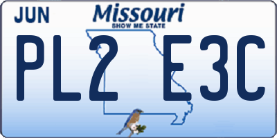 MO license plate PL2E3C