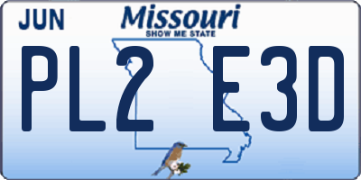 MO license plate PL2E3D