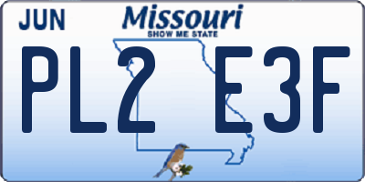 MO license plate PL2E3F