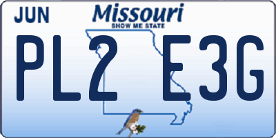 MO license plate PL2E3G