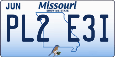 MO license plate PL2E3I