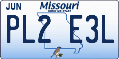 MO license plate PL2E3L