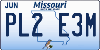 MO license plate PL2E3M