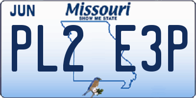 MO license plate PL2E3P