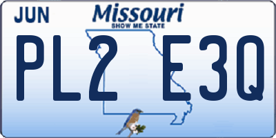 MO license plate PL2E3Q