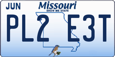 MO license plate PL2E3T