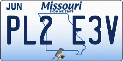 MO license plate PL2E3V