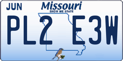 MO license plate PL2E3W