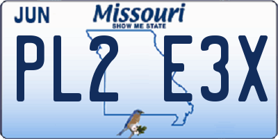 MO license plate PL2E3X