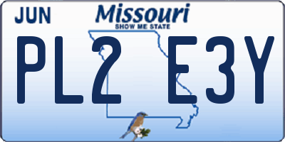 MO license plate PL2E3Y