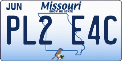 MO license plate PL2E4C