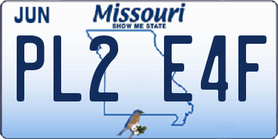MO license plate PL2E4F