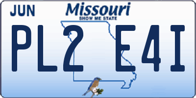 MO license plate PL2E4I