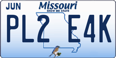 MO license plate PL2E4K