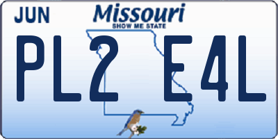 MO license plate PL2E4L