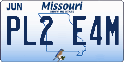 MO license plate PL2E4M