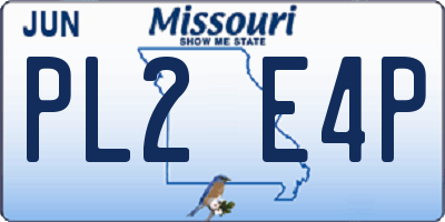 MO license plate PL2E4P