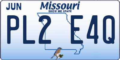 MO license plate PL2E4Q