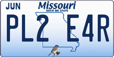 MO license plate PL2E4R
