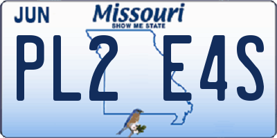 MO license plate PL2E4S